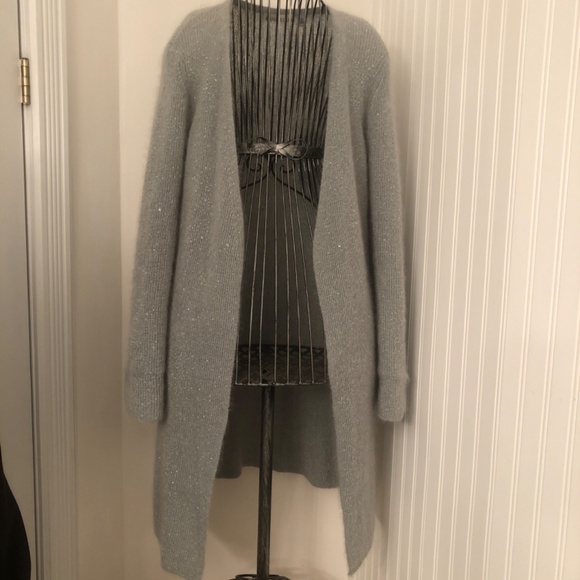 Vintage Seafoam Green Angora/Mohair Blend Long Ice Crystal Swearer. - Picture 2 of 6